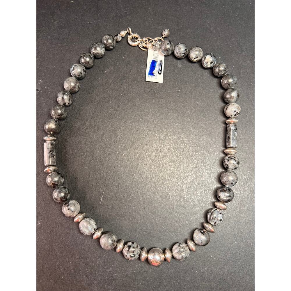 NEW Larvakite and sterling silver necklace